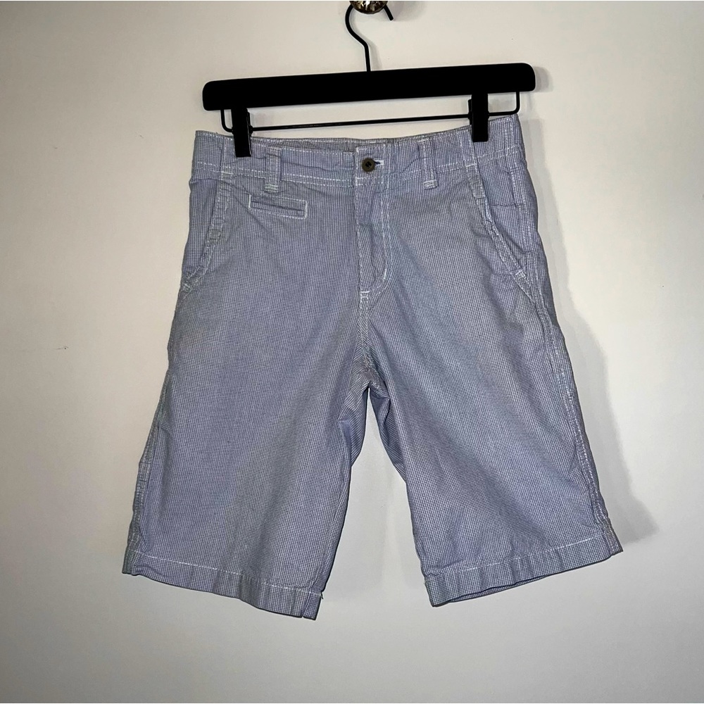 CHEROKEE SHORTS BOYS PLAID LIGHT BLUE AND WHITE - Picture 1 of 15